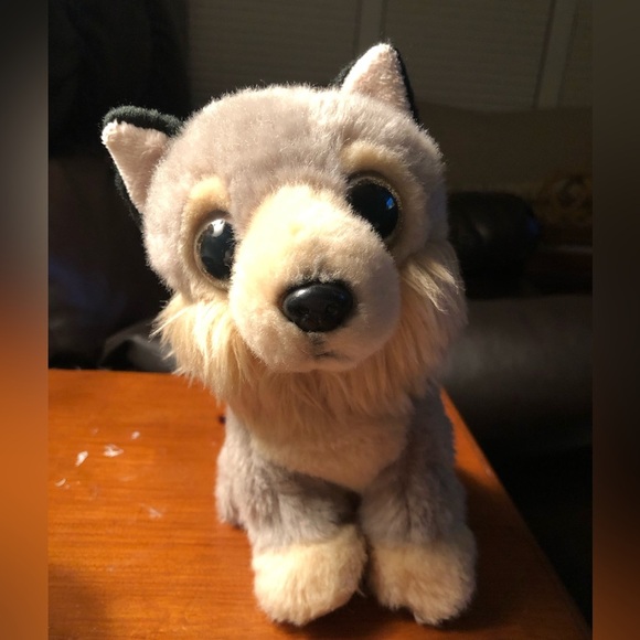 Adventure Planet Wolf Pup - Gray Beige Tan - Big Sparkle Eyes - Picture 1 of 10